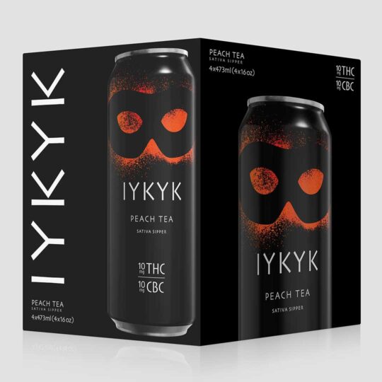 IYKYK Sativa Sippers Delta-9 THC CBC Drinks Peach Tea 10mg 16oz 4-pack