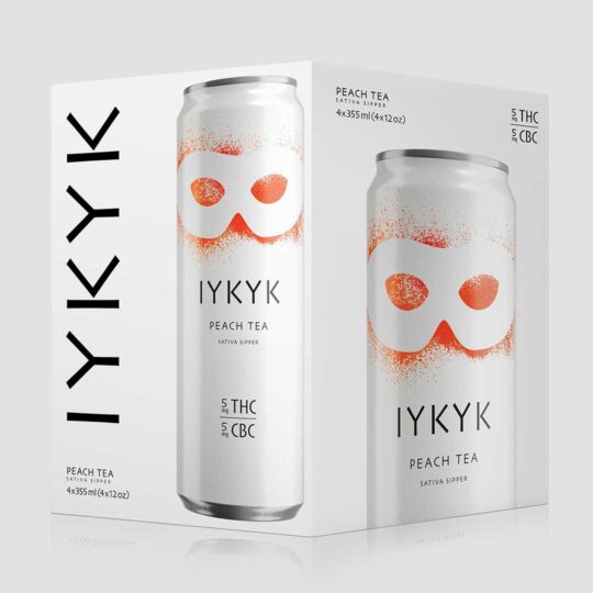 IYKYK Sativa Sippers Delta-9 THC CBC Drinks Peach Tea 5mg 12oz 4-pack