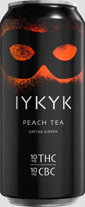 Peach Tea 16oz can for hemp-derived IYKYK Sativa Sippers, THC drinks with 10mg Delta-9 THC + CBC