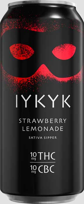 Strawberry Lemonade 16oz can for hemp-derived IYKYK Sativa Sippers, THC drinks with 10mg Delta-9 THC + CBC Strawberry Lemonade 16oz can for hemp-derived IYKYK Sativa Sippers, THC drinks with 10mg Delta-9 THC + CBC